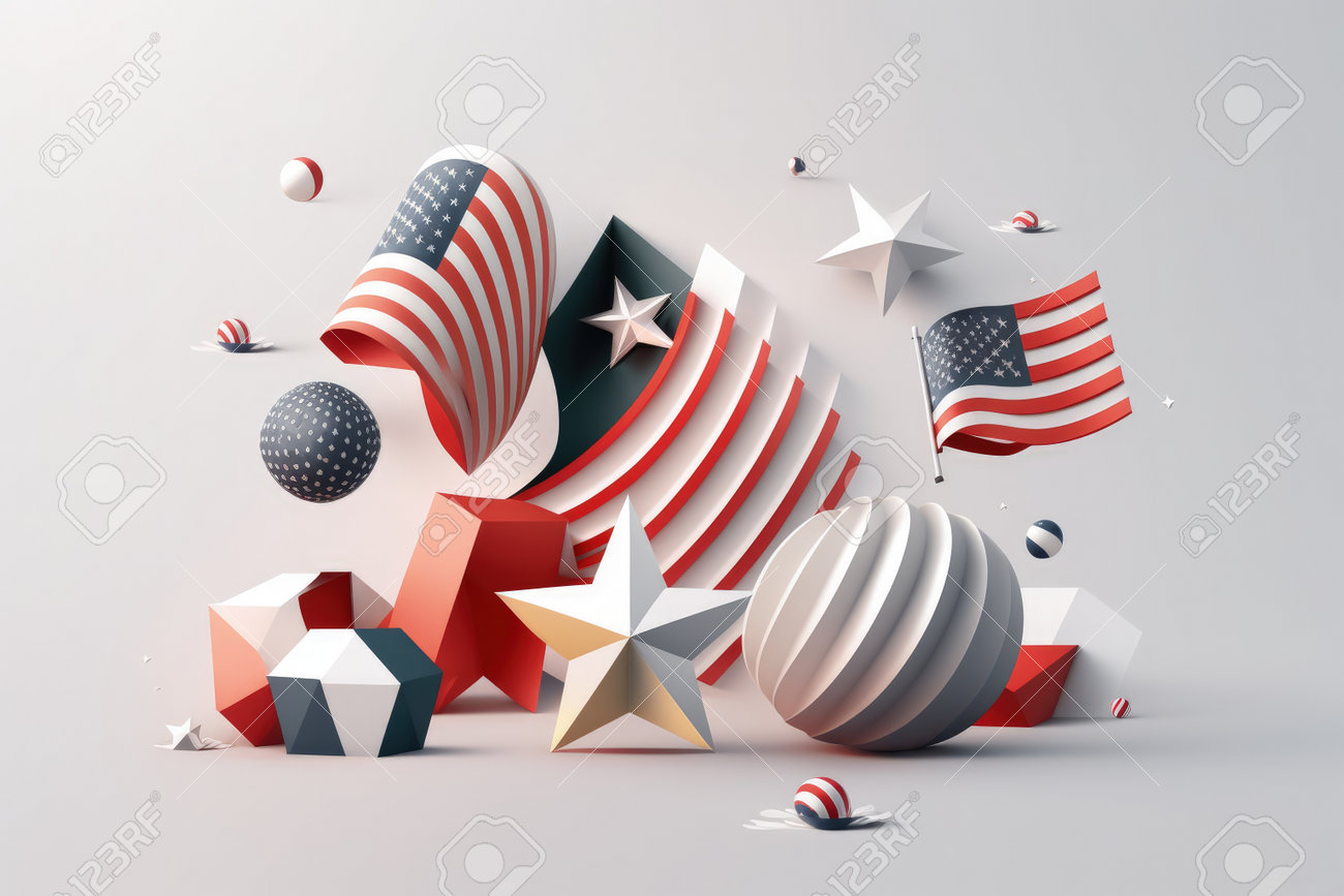 7월 4일 독립기념일 미국 국기 독립의 날 자부심 애국심 자유와 평등 미국 독립 선언이 연방 공휴일로 채택되었습니다 로열티 무료 사진,  그림, 이미지 그리고 스톡포토그래피. Image 207390162