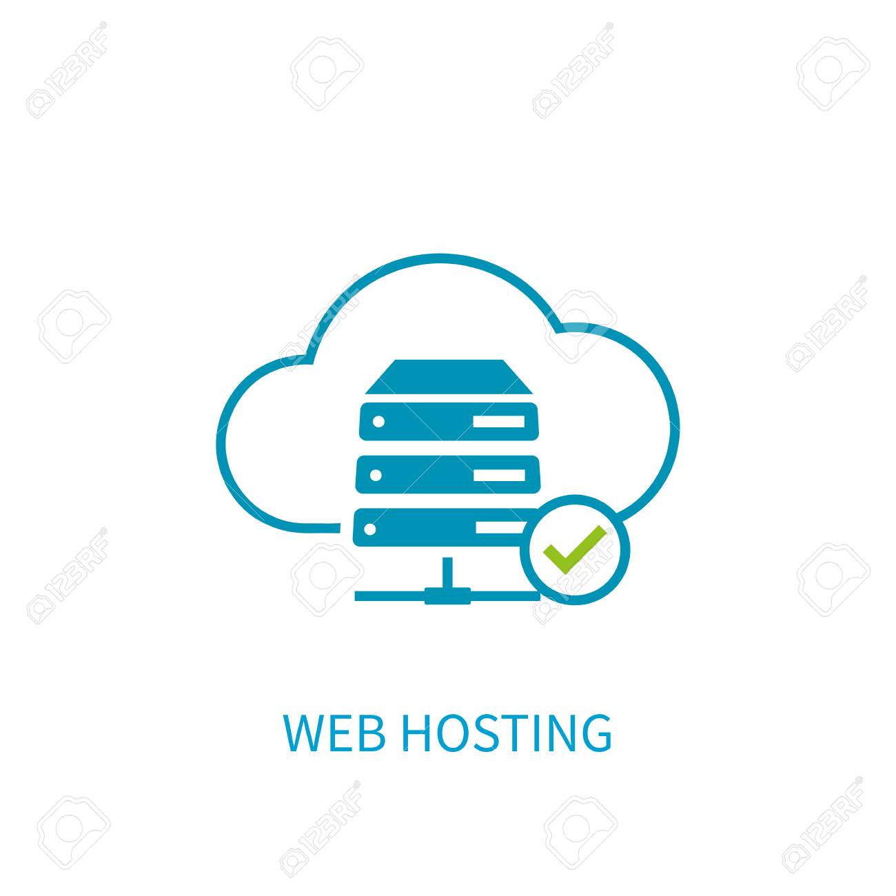ウェブホスティング サーバーのアイコンをインターネット クラウド ストレージ コンピューティング ネットワーク接続記号で コンセプト デザイン スタイル ベクトル図要素ウェブサイト モバイル バナー 白い背景上のアプリケーションです のイラスト素材