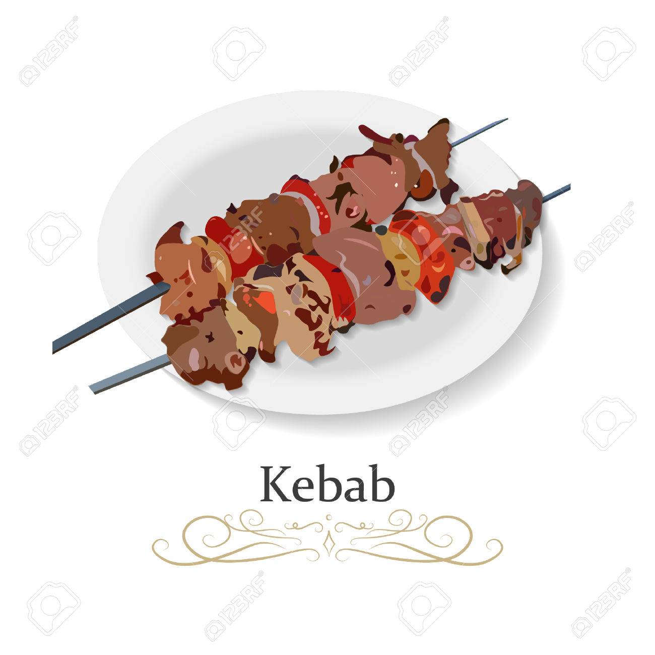 串焼きのケバブ 肉 野菜のケバブ焼き マトン 仔牛 ステーキ串 焼き食事ベクトル イラスト アイコンとピクニック のイラスト素材 ベクタ Image