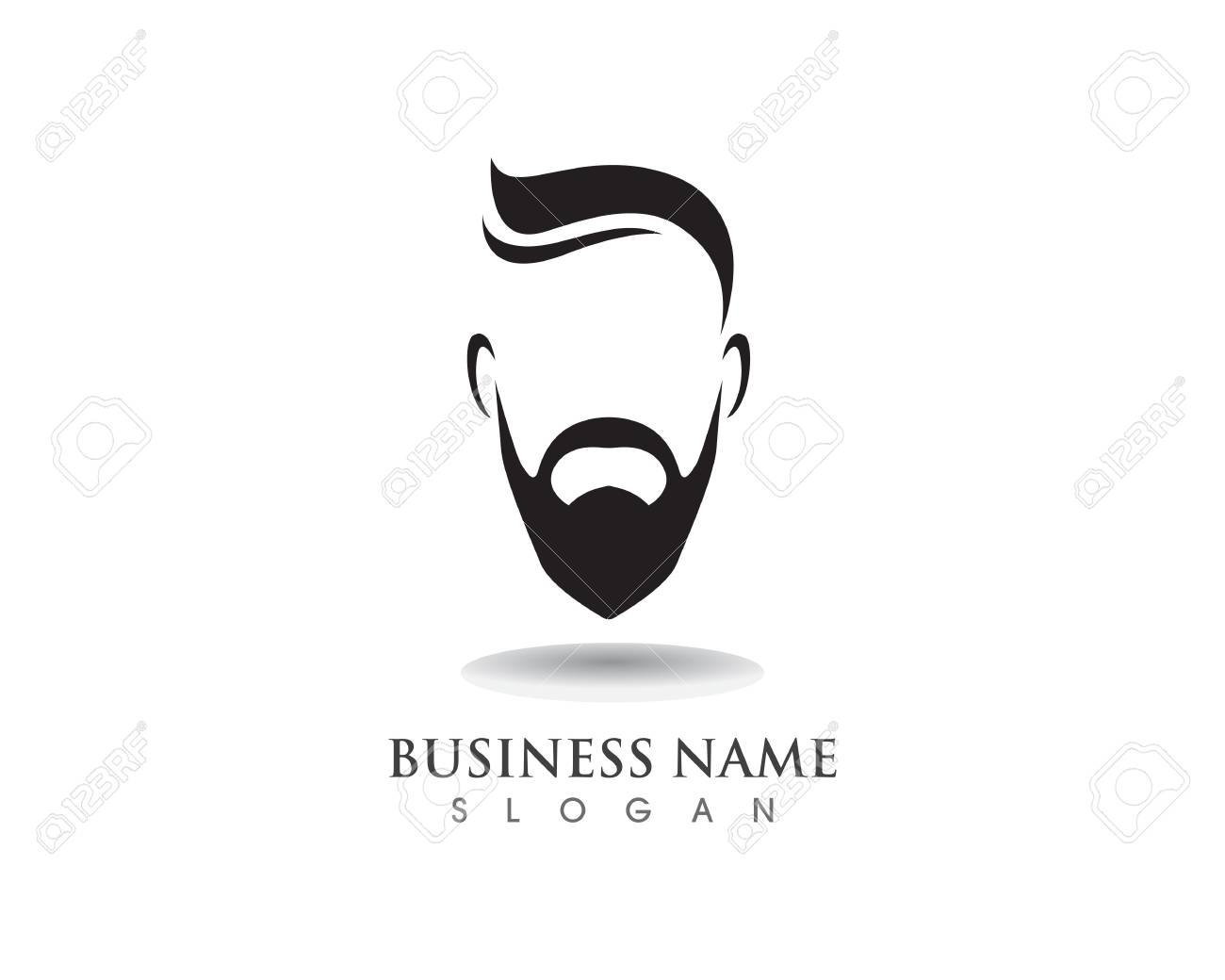 masculine beard black hair geek icon and symbol template royalty