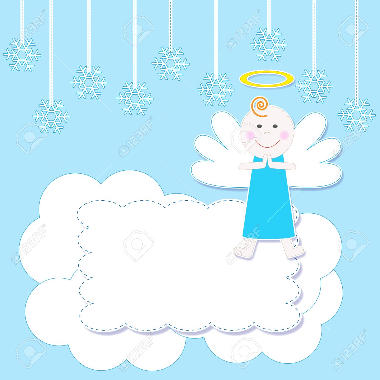 かわいいクリスマス赤ちゃん天使とフレーム ベクトル イラスト のイラスト素材 ベクタ Image