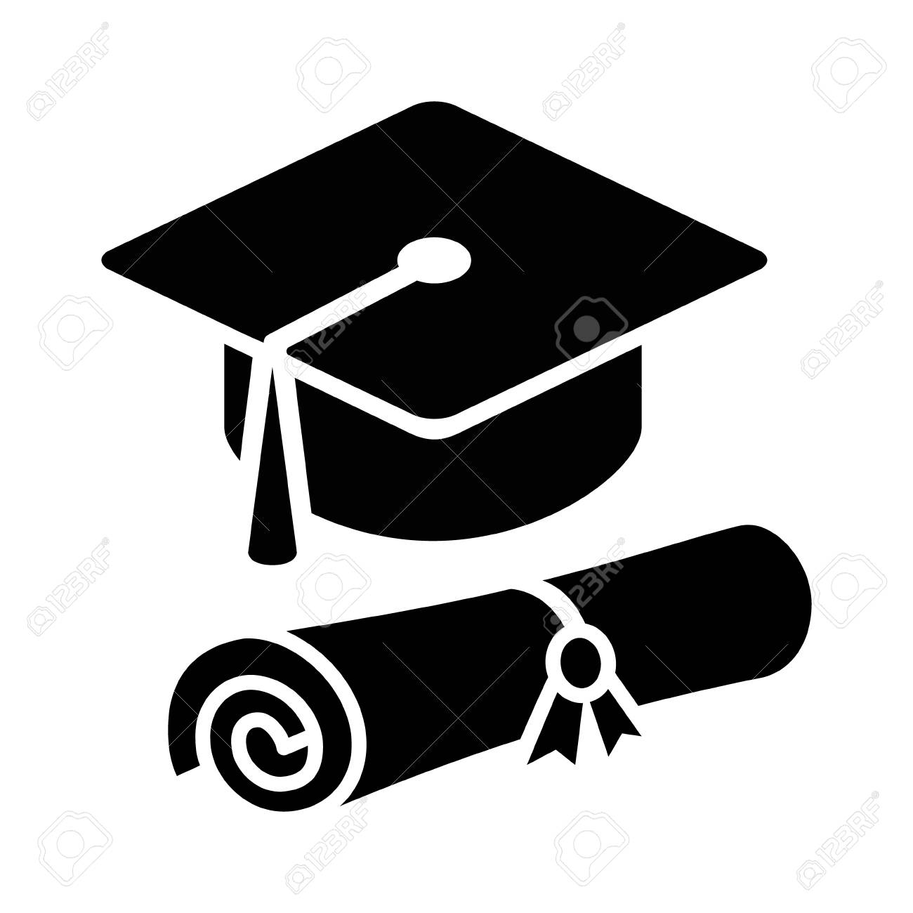 Sombrero Gorro De Graduación Con El Diploma Icono Plana Para Aplicaciones Y  Sitios Web Ilustraciones svg, vectoriales, clip art vectorizado libre de  derechos. Image 50017089