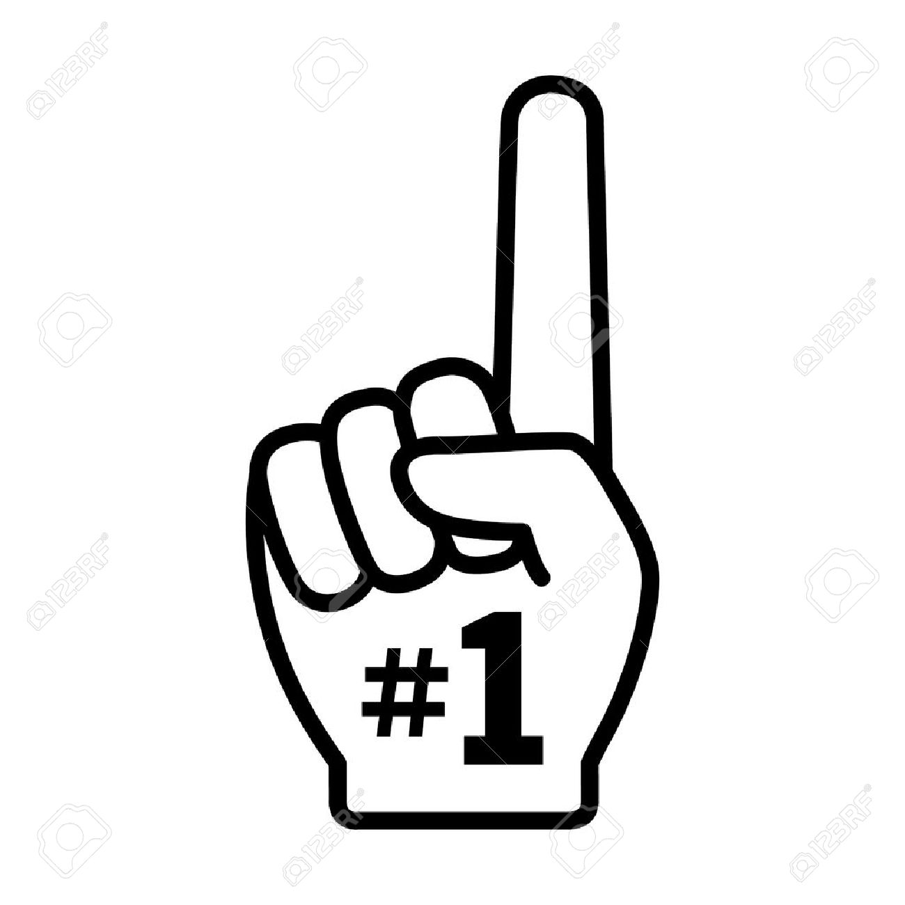 number 1 one fan hand with finger raised flat vector icon royalty