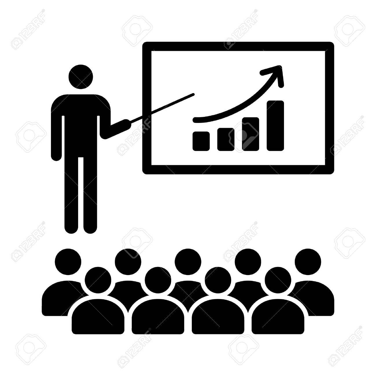 金融金融アプリとウェブサイトの司会者と人々 のフラット アイコンでのプレゼンテーションのイラスト素材 ベクタ Image