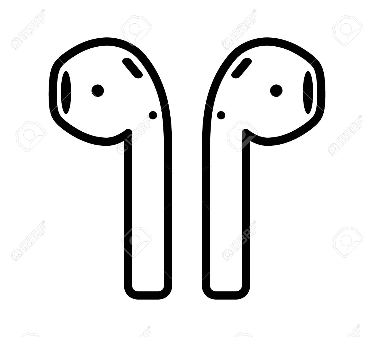 アプリと web サイトの airpods 無線ヘッドフォン ライン アート