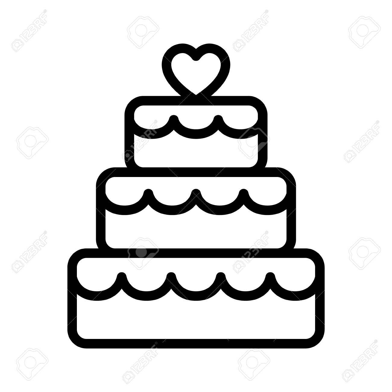Stacked Gateau De Mariage Dessert Avec Ligne Coeur De Topper Icone