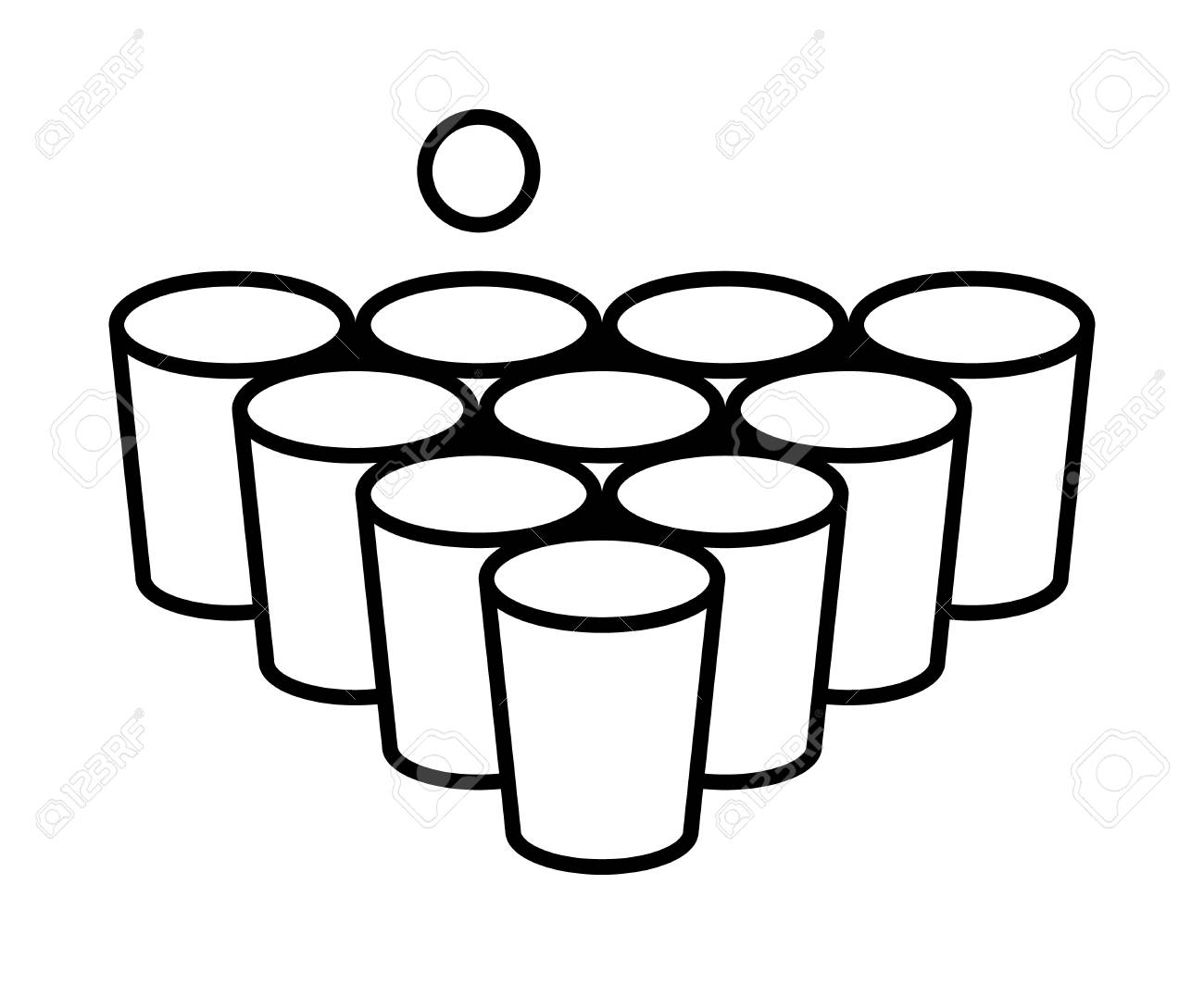 ビール ピンポンまたはベイルート ゲーム アプリとウェブサイトのボール ライン アートのベクトル アイコンとカップを飲みます のイラスト素材 ベクタ Image