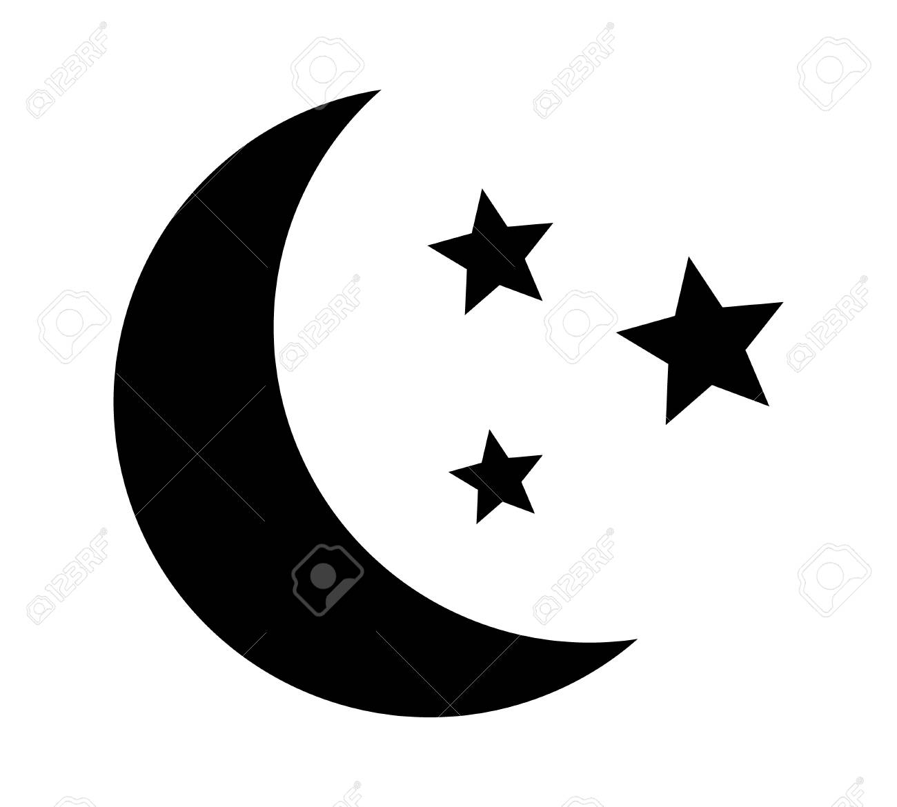 crescent moon with stars