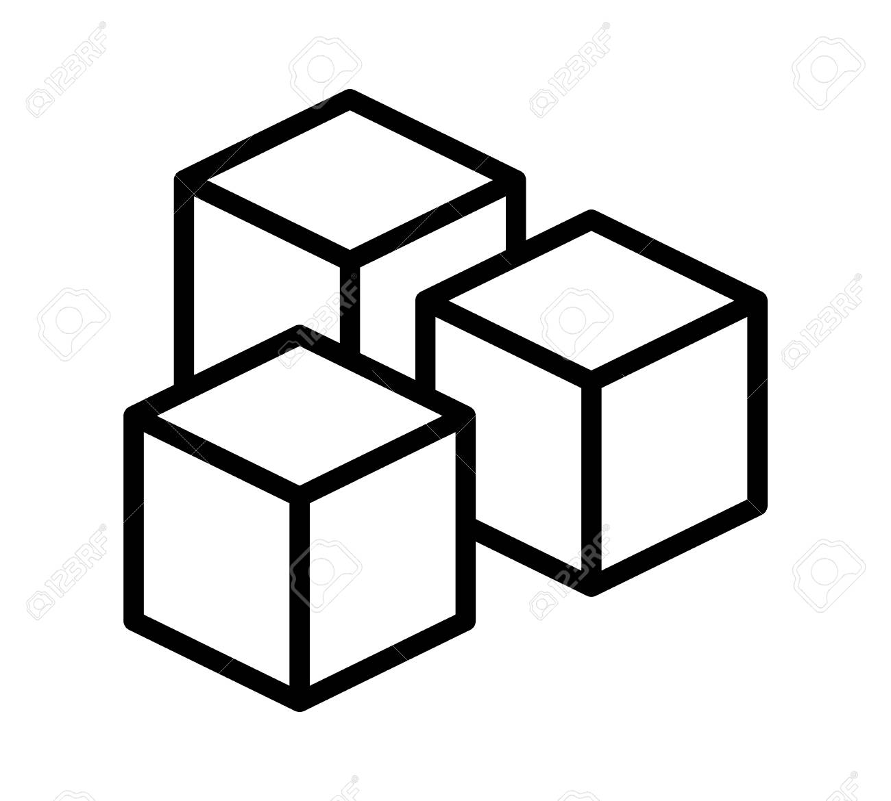 sugar cubes or sugar substitute sweetener line art vector icon