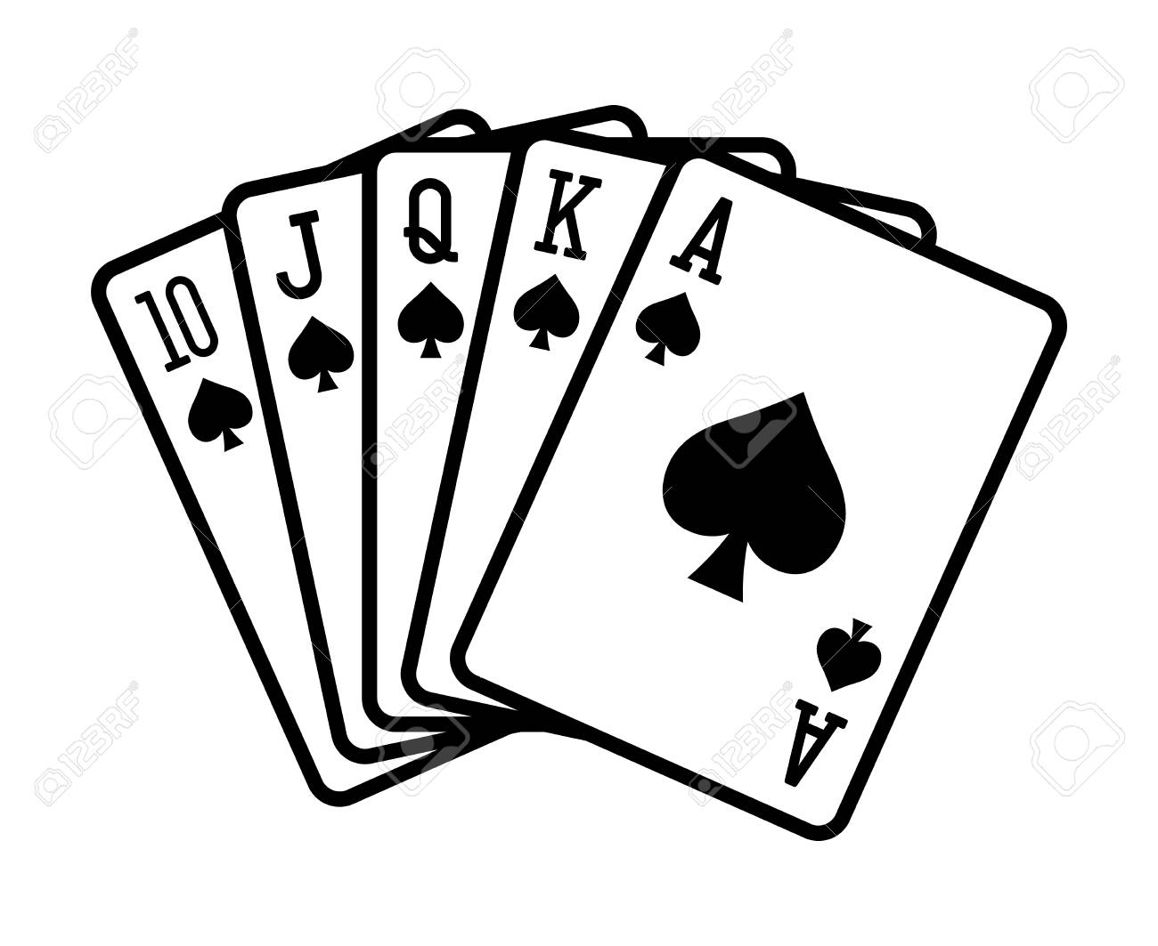 Spade royal straight flush poker hand flat vector icon for casino apps and websites - 106890656 Spade royal straight flush poker hand flat vector icon for casino apps and websites - 106890656
