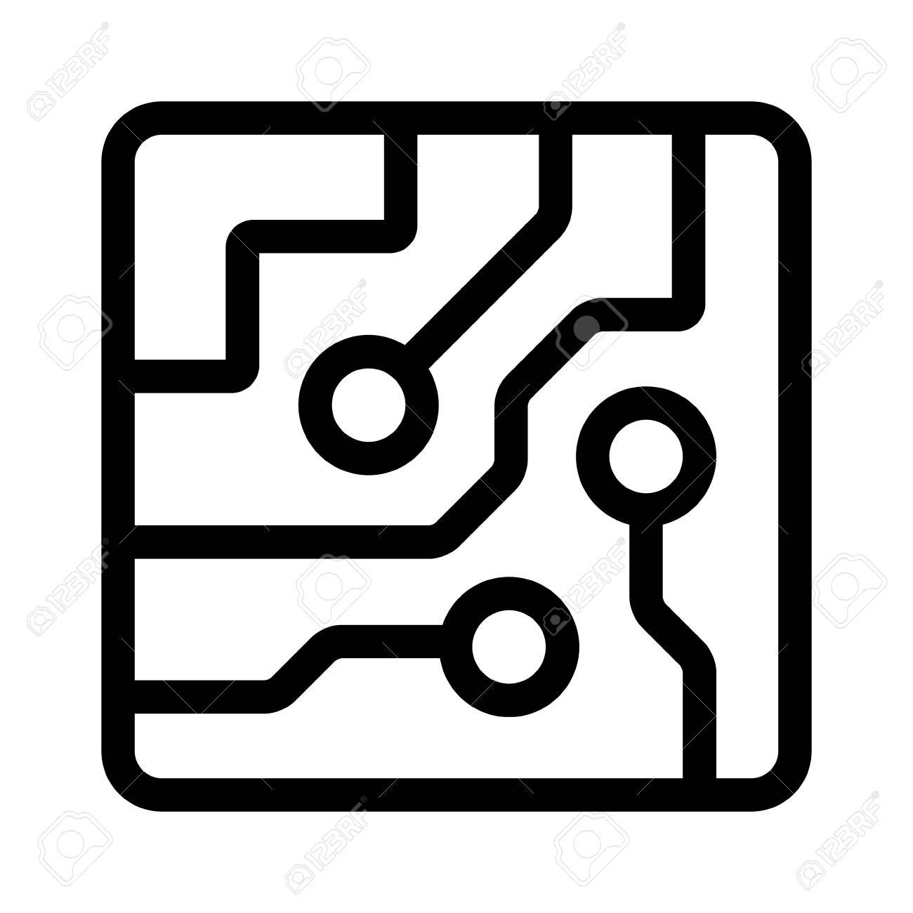 Computer Chip Circuit Board Semiconductors Line Art Vector Icon Royalty Free Cliparts Vectors And Stock Illustration Image 114860876