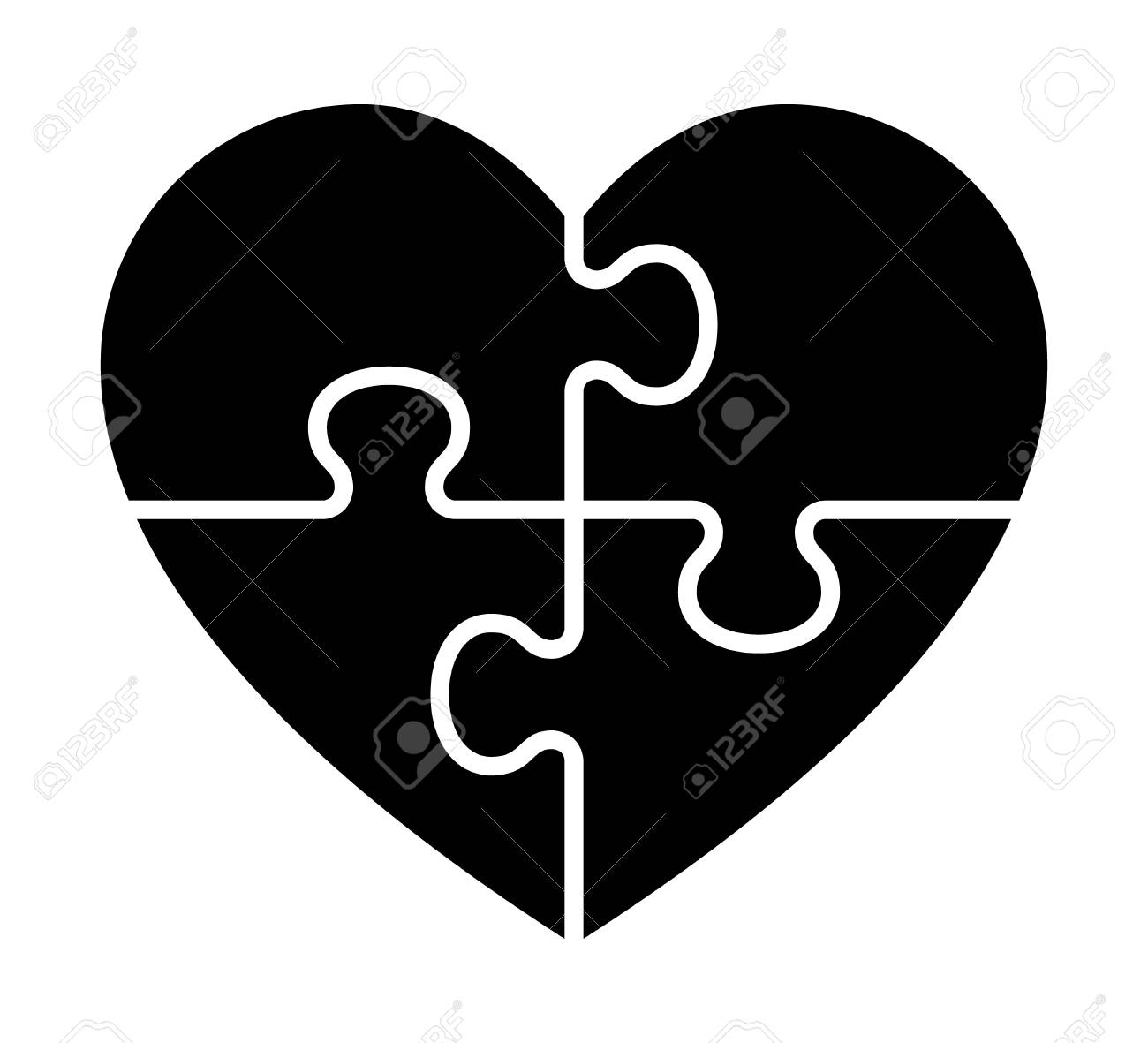 Heart Puzzle With 4 Pieces Or Solving Love Flat Vector Icon For Apps And  Websites. Royalty Free SVG, Cliparts, Vectors, and Stock Illustration.  Image 126068889., image size:1300x1181