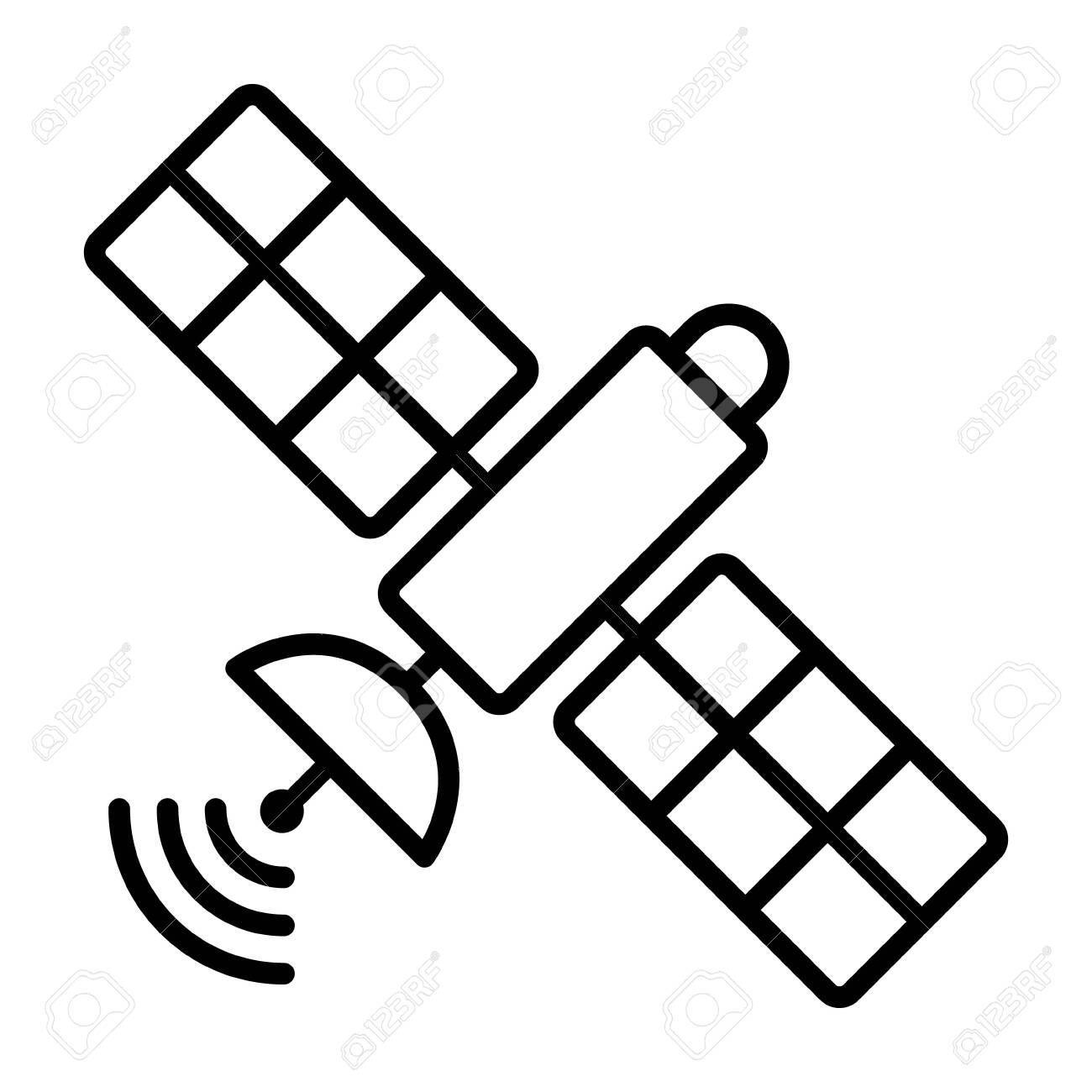 Satellite With Radio Antenna Sending Signals Line Art Vector Icon For Apps  And Websites Royalty Free SVG, Cliparts, Vectors, and Stock Illustration.  Image 135282033.