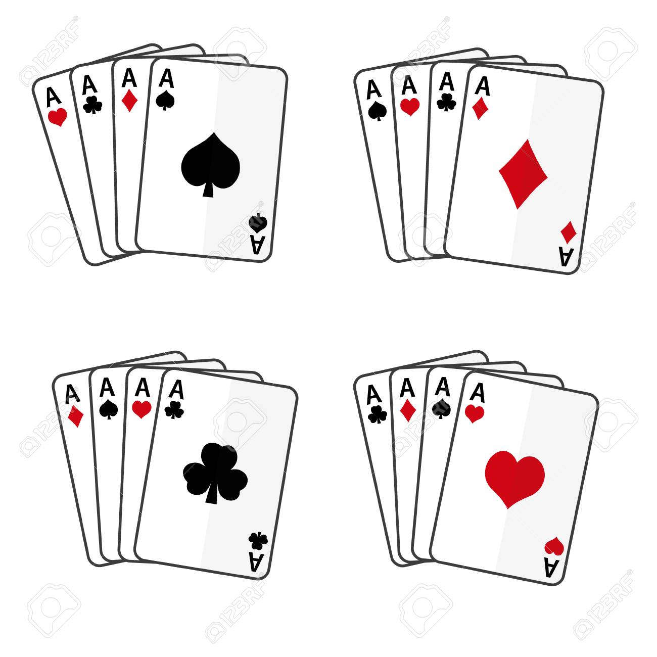 トランプ ４セット エースが 4 枚のトランプのセットのイラスト素材・ベクター Image