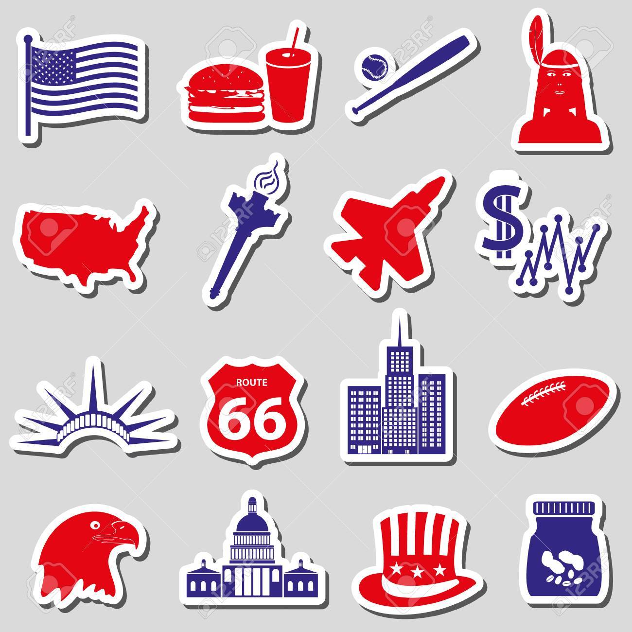 Los Estados Unidos de América pegatinas temáticas en los países EPS10 conjunto