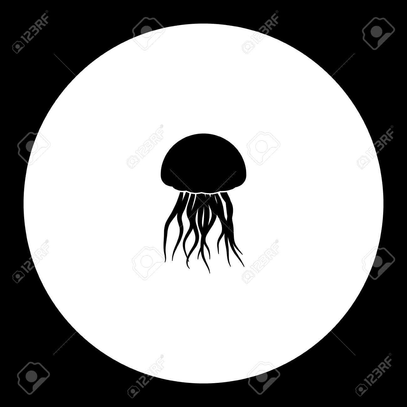 Jellyfish From Ocean Simple Silhouette Black Icon Royalty Free Cliparts Vectors And Stock Illustration Image