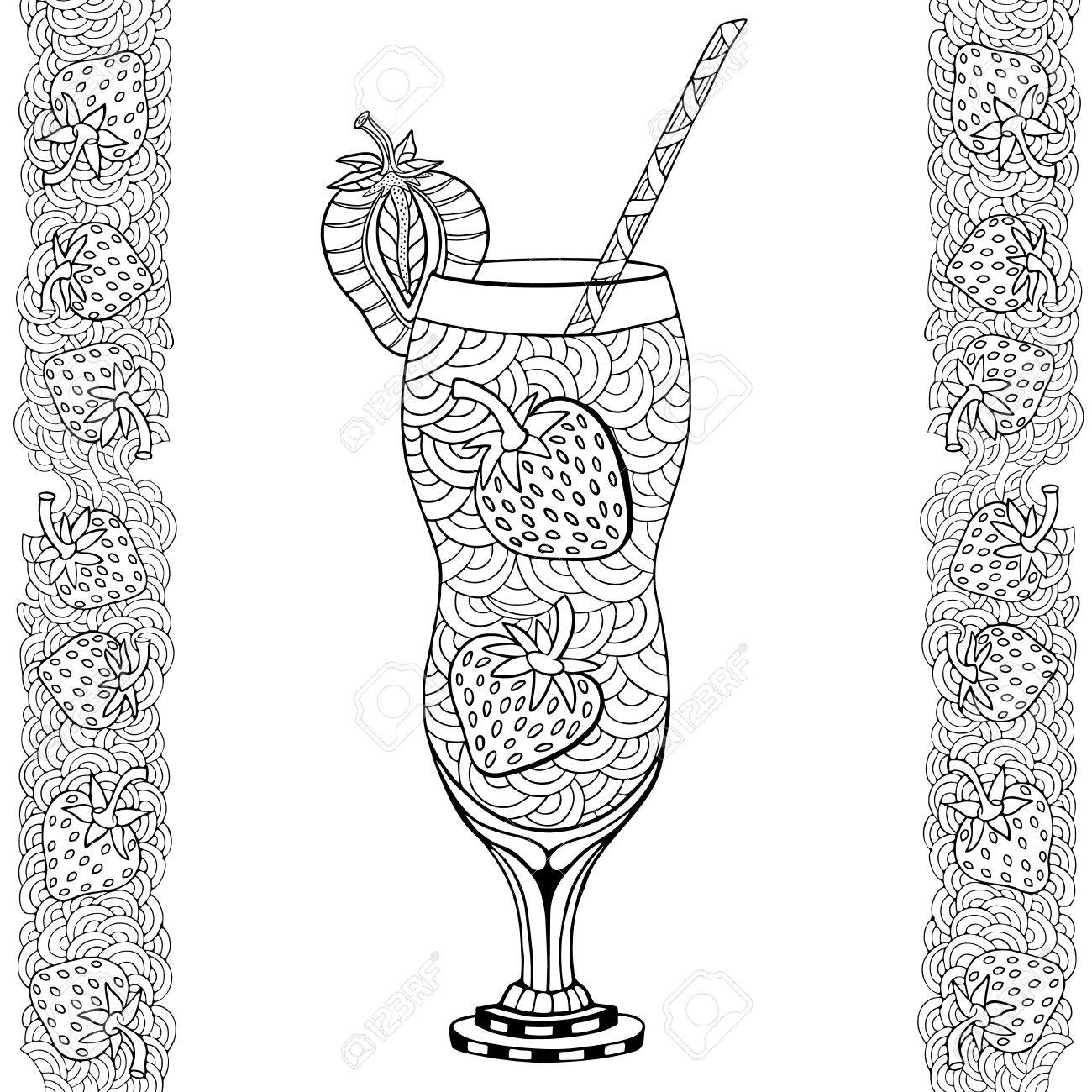milkshake a la fraise style doodle et zentangle livre de coloriage dessine main illustration vectorielle clip art libres droits vecteurs image 80034653 livres sans stress pour adultes
