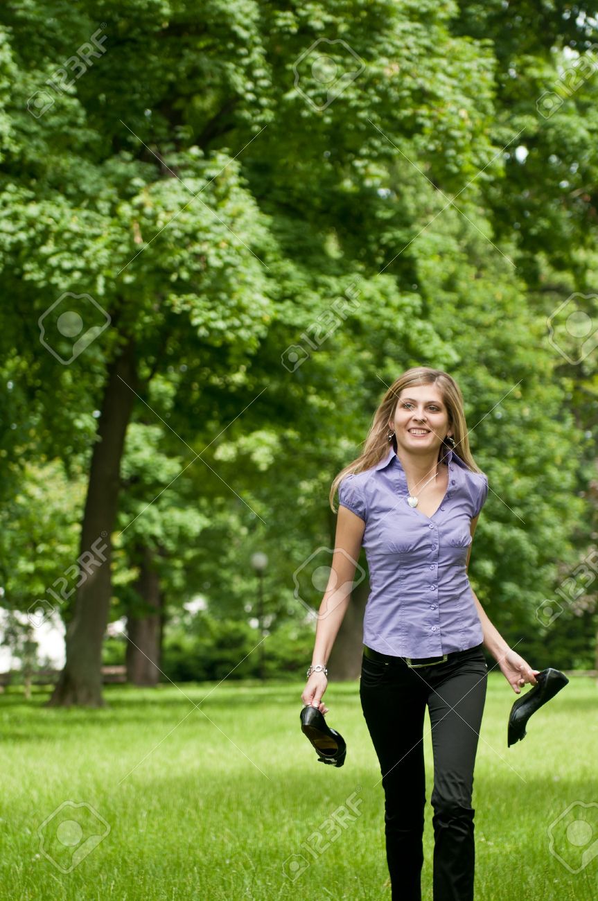 running barefoot on grass