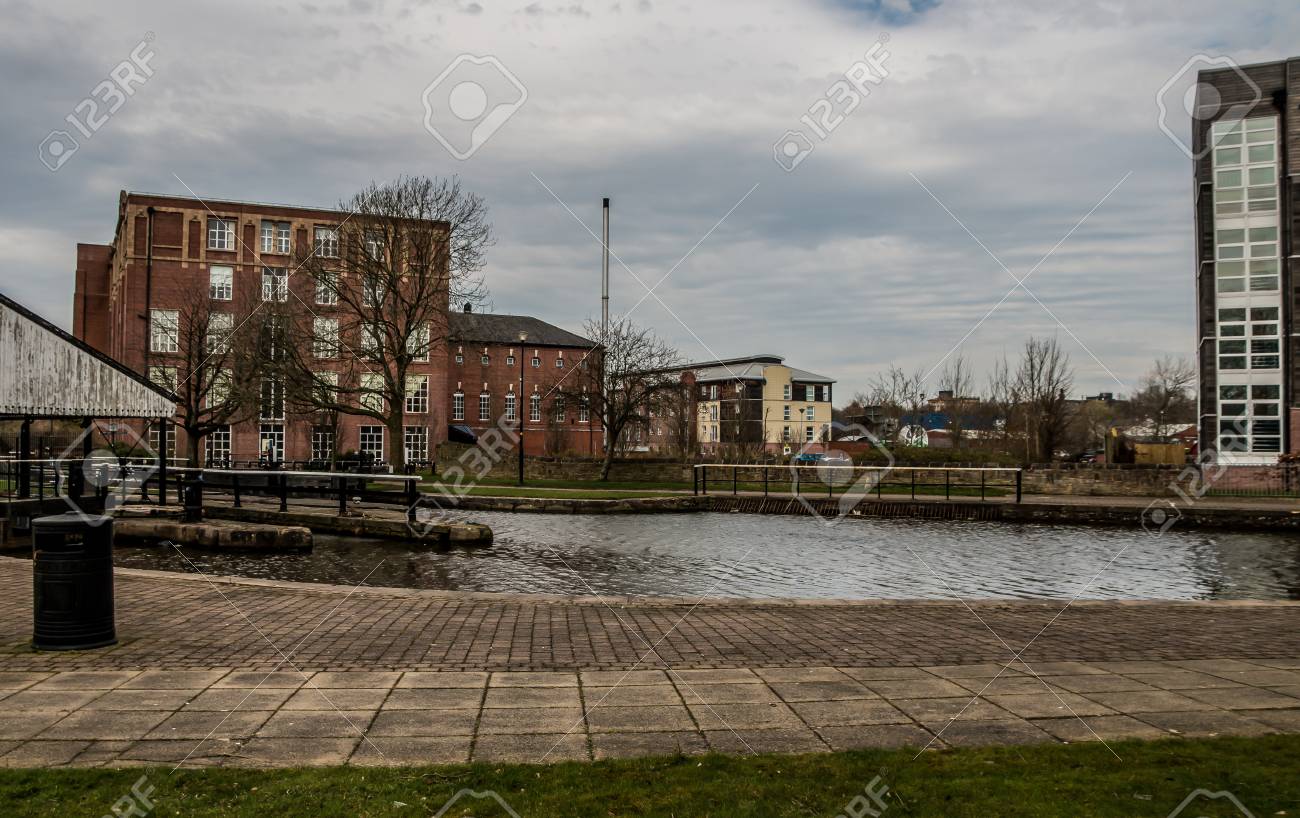 The Paved Towpath And The Dry Dock In Wigan On The Leeds Liverpool Stock Photo Picture And Royalty Free Image Image 99366025