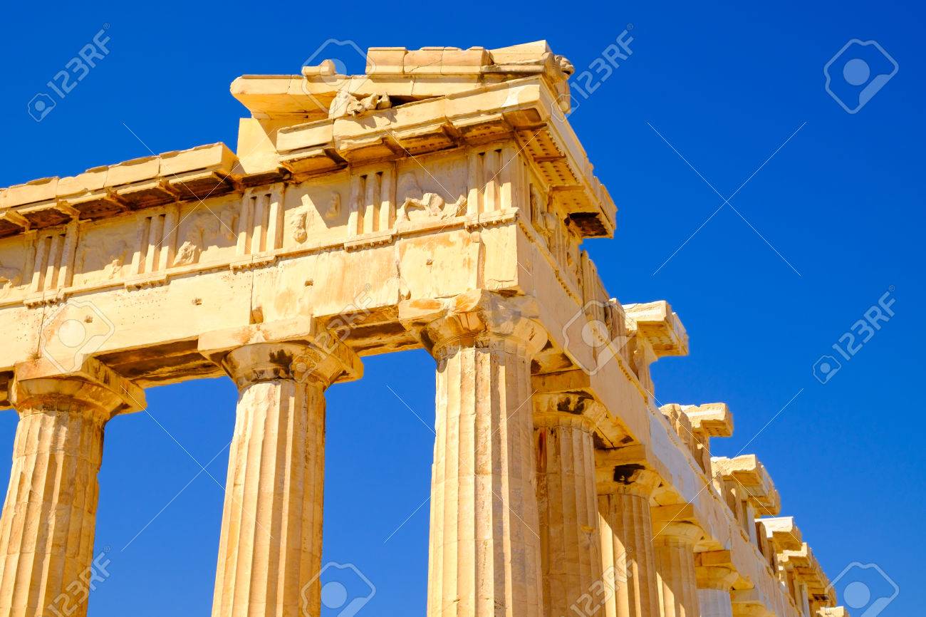 アクロポリス アテネ ギリシャのパンテオン神殿の建築詳細 の写真素材 画像素材 Image