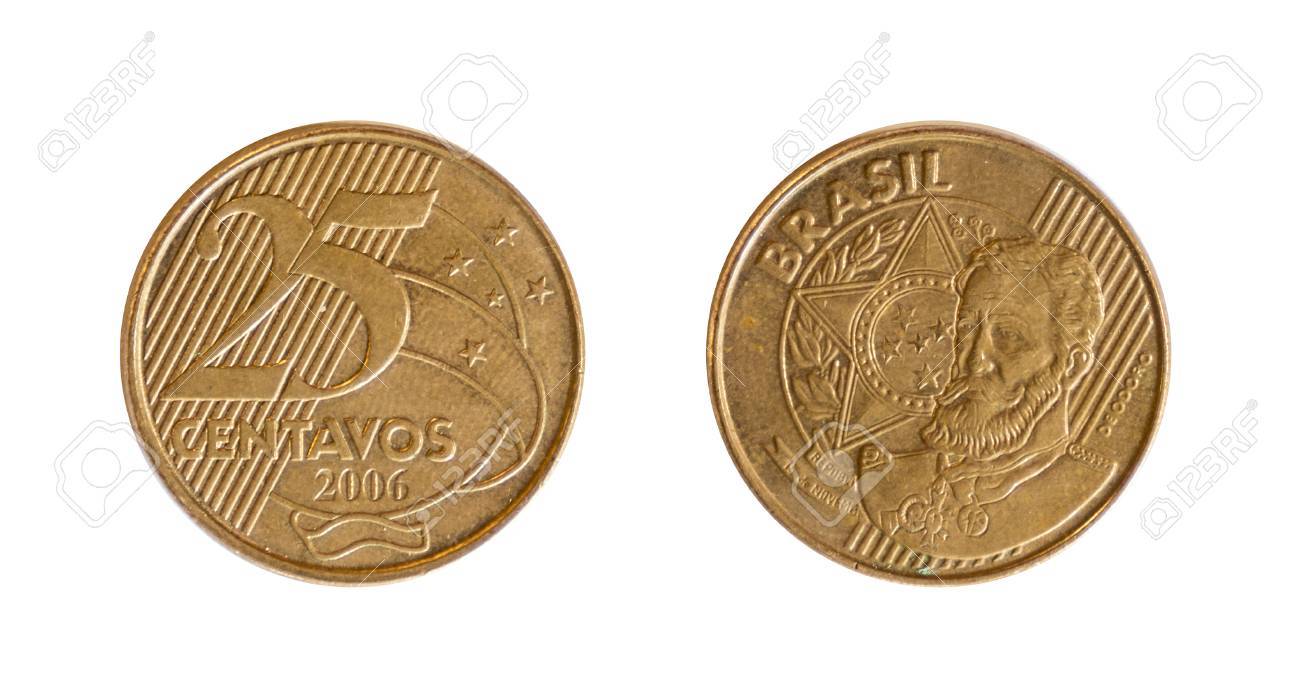 表と裏 25 セントのブラジルの通貨の写真素材・画像素材 Image 68803249