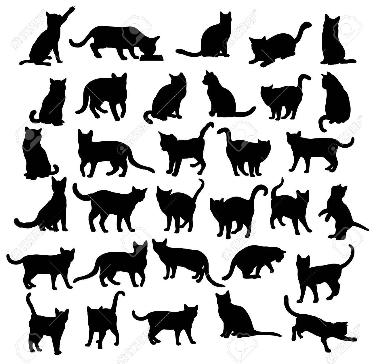 ペットの動物 猫シルエット アート ベクトル デザイン のイラスト素材 ベクタ Image