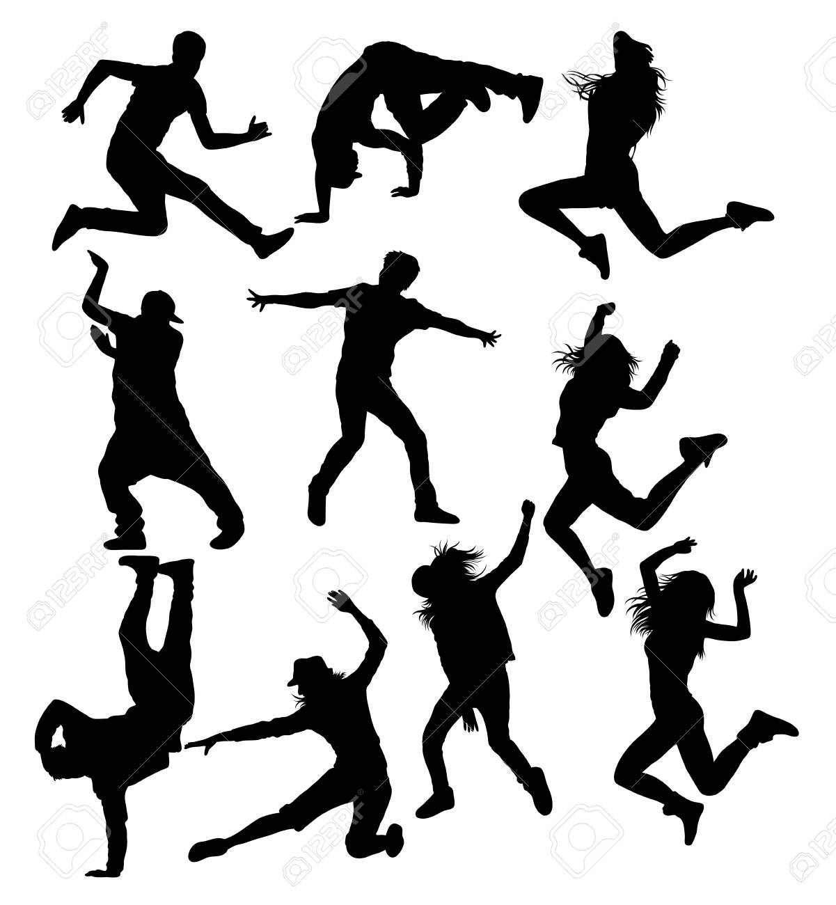 ヒップ ホップ ストリート ダンス シルエット アート デザイン のイラスト素材 ベクタ Image