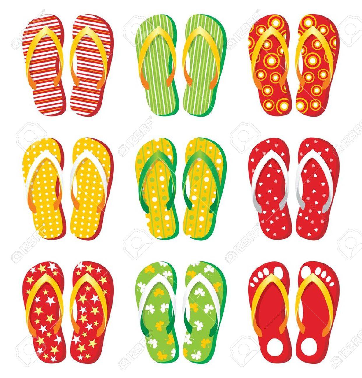 colourful flip flops