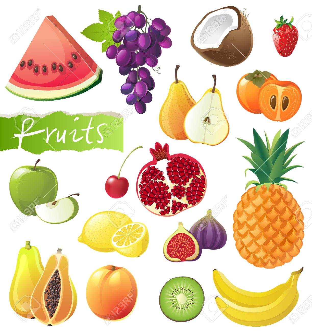 fresh juicy fruits set royalty free cliparts vectors and stock