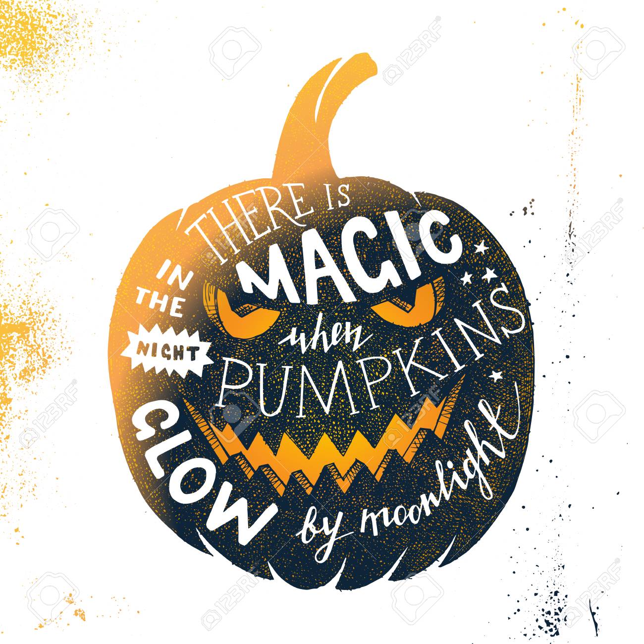Disegnato A Mano Halloween Lettering In Silhouette Di Zucca Cè Magia Nella Notte Quando Le Zucche Si Illuminano Alla Luce Della Luna Facile Da