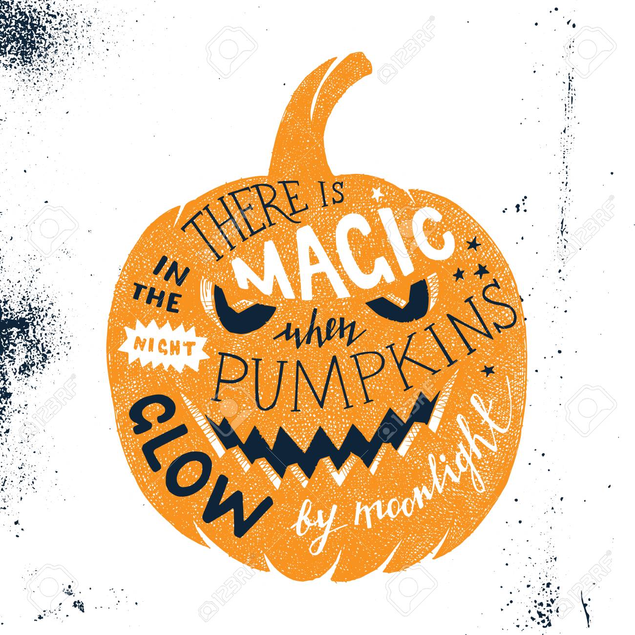 Disegnato A Mano Halloween Lettering In Silhouette Di Zucca Cè Magia Nella Notte Quando Le Zucche Si Illuminano Alla Luce Della Luna Facile Da