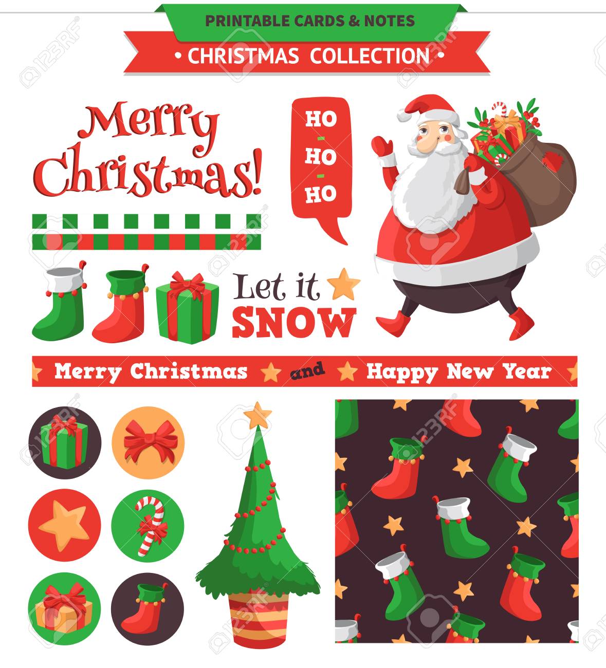 merry christmas illustration vector printable cards notes and chrismas notes