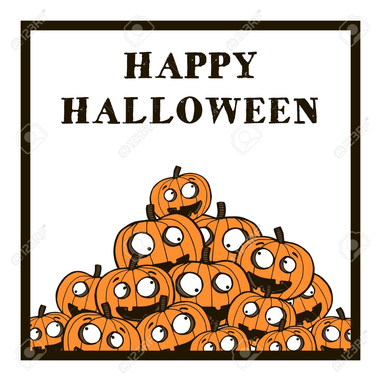 ハロウィーン漫画面白いカボチャと本文のベクトル イラスト 楽しいハロウィンをお過ごし下さい のイラスト素材 ベクタ Image