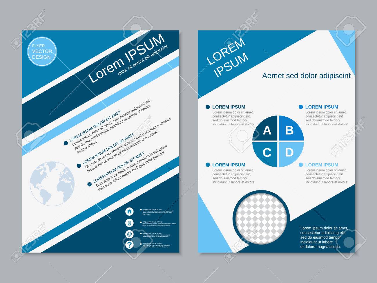 professional modern two sided flyer vector abstract design template
