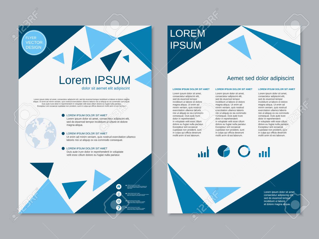 professional modern two sided flyer vector abstract design template