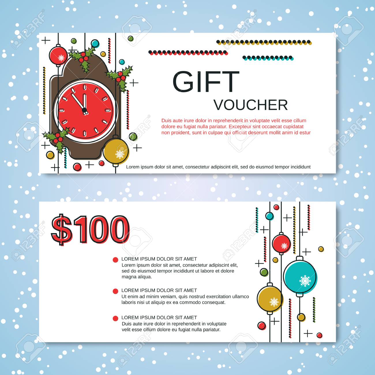 christmas and new year discount coupon gift voucher vector template