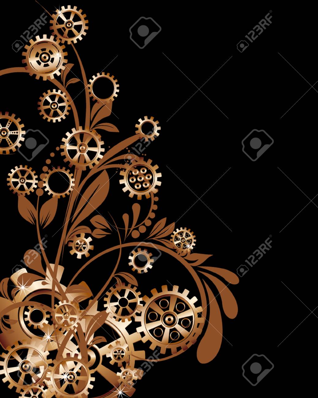 抽象的な花の要素を持つ力学的背景 ベクトル イラスト スチーム パンクなギア のイラスト素材 ベクタ Image 抽象的な花の要素を持つ力学的背景 ベクトル イラスト スチーム パンクなギア のイラスト素材 ベクタ Image