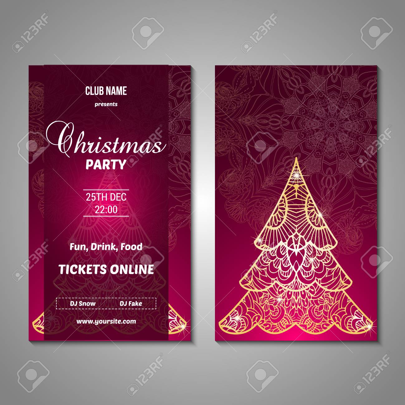 set of stylized christmas tree invitation flyer sale discont christmas tree flyer