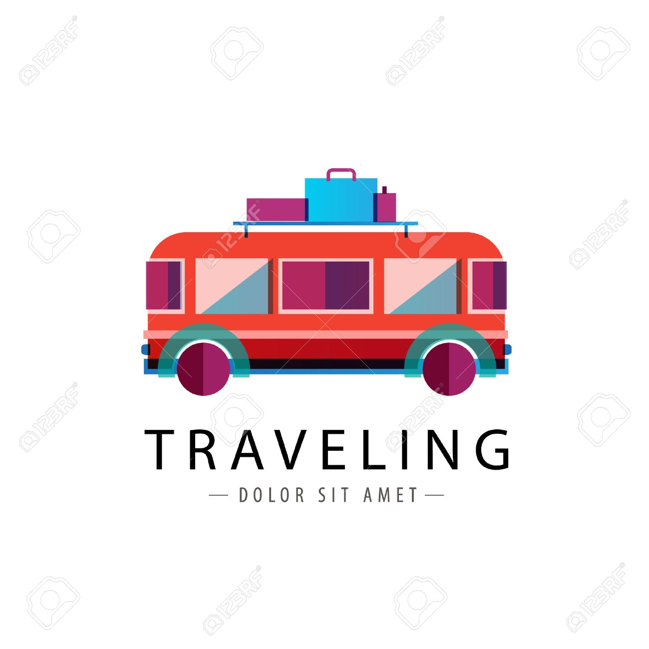 vector retro bus logo traveling icon isolated royalty free cliparts