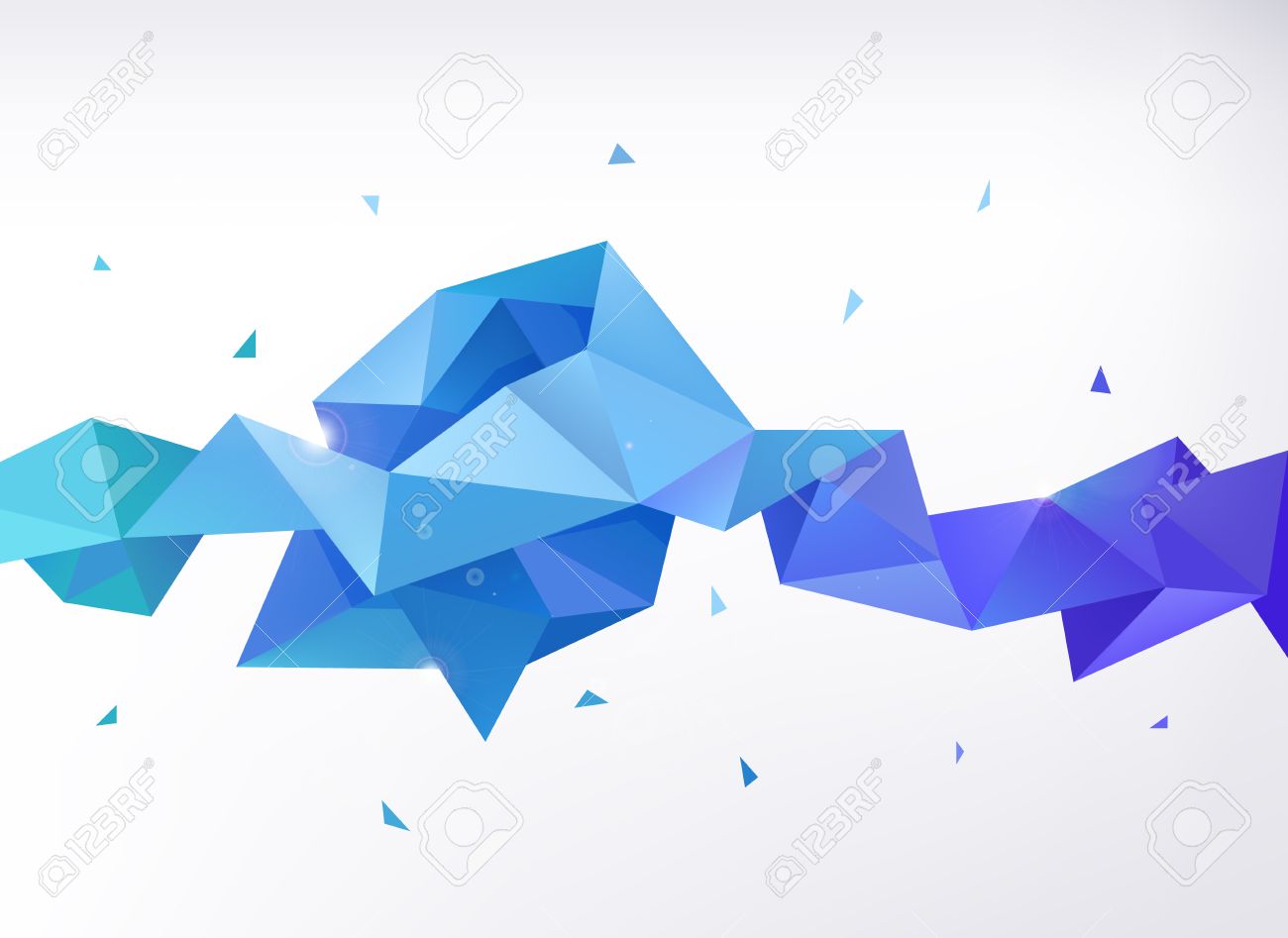Vector abstract colorful blue faceted crystal banner, 3d shape with triangles, geometric, modern template - 47346900 Vector abstract colorful blue faceted crystal banner, 3d shape with triangles, geometric, modern template - 47346900
