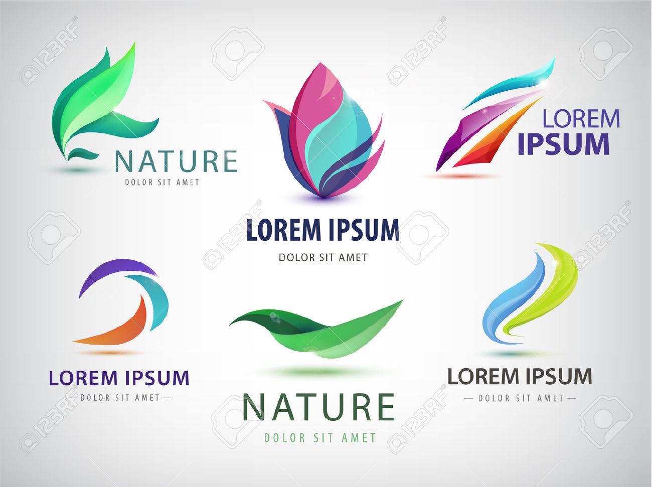 Vector set of abstract wavy, spa, salon icons isolated. Identity - 48736732 Vector set of abstract wavy, spa, salon icons isolated. Identity - 48736732