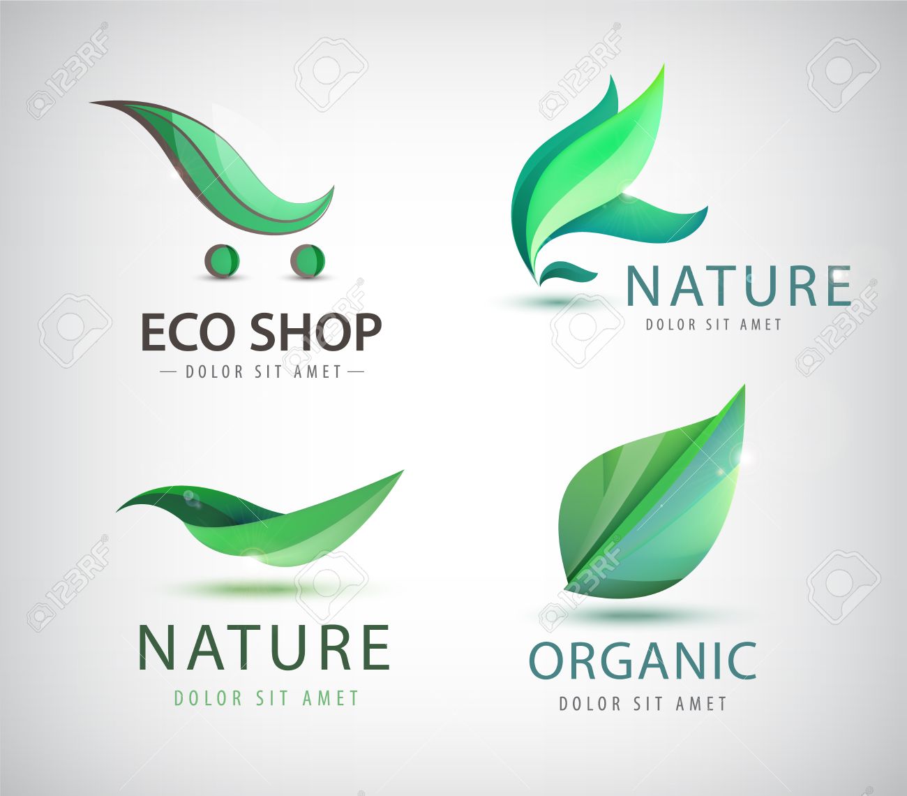 Vector set of eco logos, leaves organic logos, nature logos. Bio energy, organic shop logo icon isolated - 52748174 Vector set of eco logos, leaves organic logos, nature logos. Bio energy, organic shop logo icon isolated - 52748174