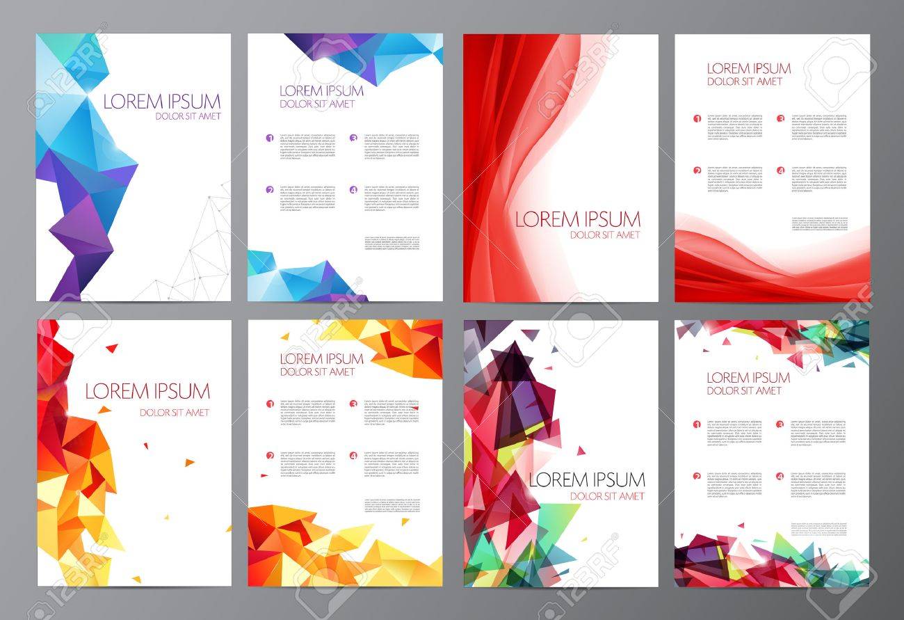 Vector set Abstract modern flyer brochure design templates with geometric triangular background and red wavy transparent background - 52747830 Vector set Abstract modern flyer brochure design templates with geometric triangular background and red wavy transparent background - 52747830