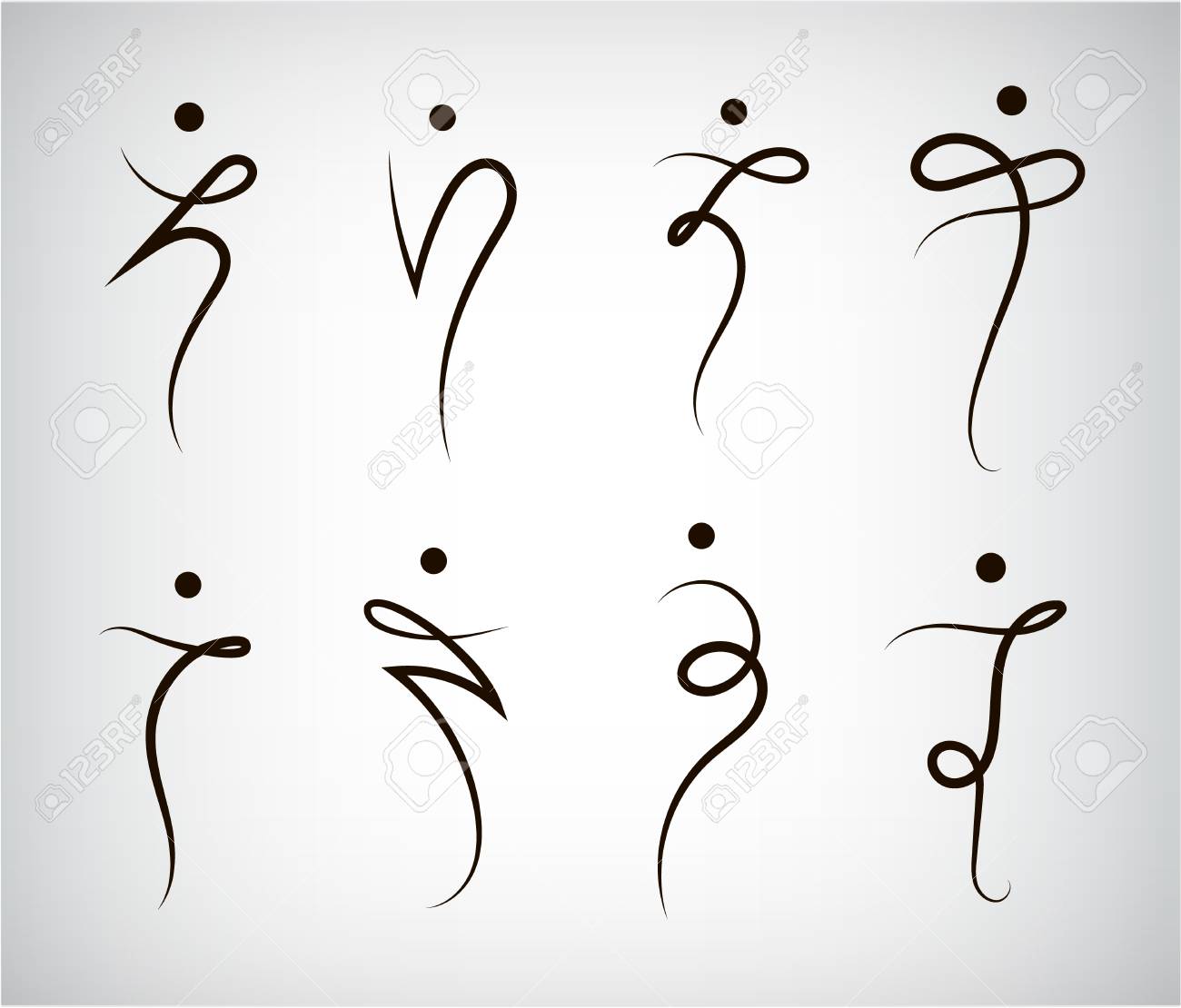 Vector Reihe Von Figur Linie Silhouette Logos Menschen Mannern Sport Und Tanz Zeichen Zusammenfassung Stilisierte Menschen Korper Lizenzfrei Nutzbare Vektorgrafiken Clip Arts Illustrationen Image 77170802