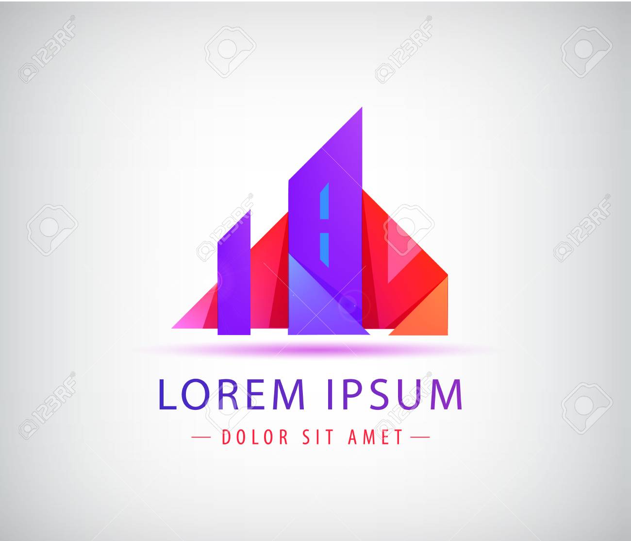 Real estate logo template. Origami city concept, building - 125472777 Real estate logo template. Origami city concept, building - 125472777