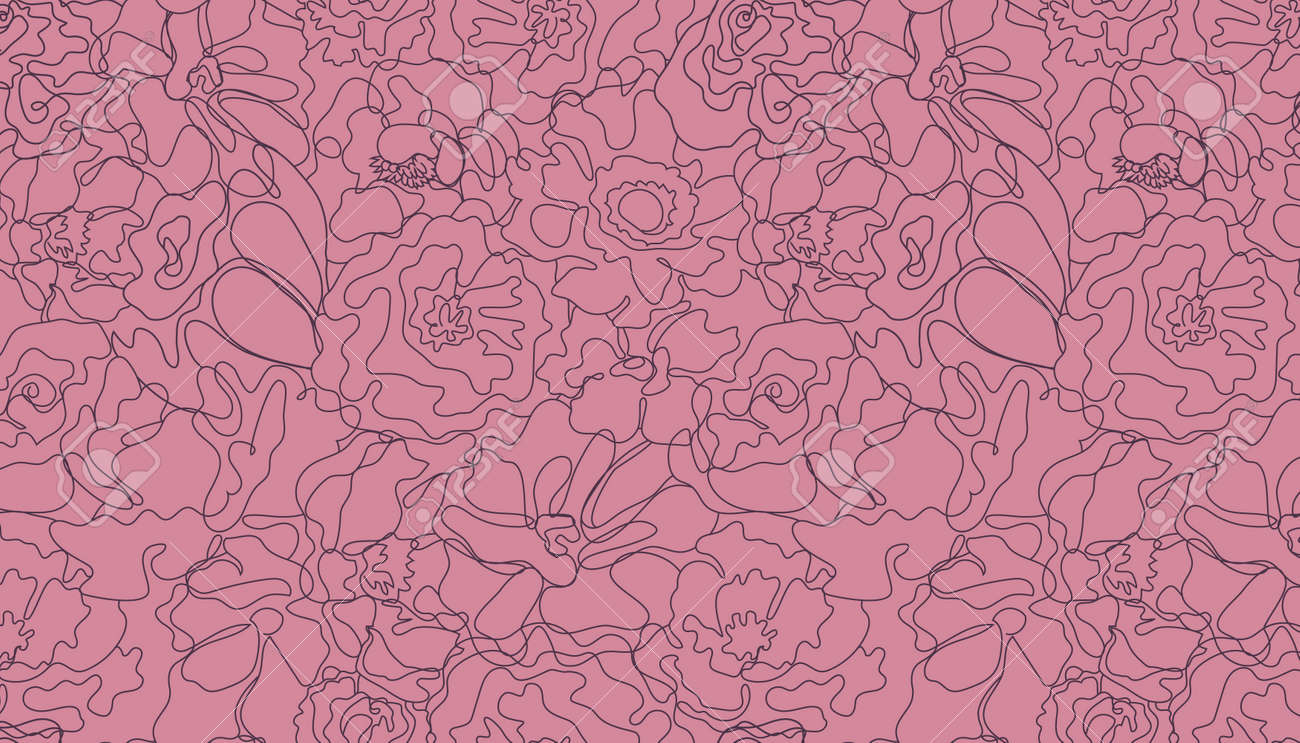 Vector abstract continuous line seamless floral pattern. Hand drawn flowers, petals graphic linear background. Art, hand-drawn - 171516416 Vector abstract continuous line seamless floral pattern. Hand drawn flowers, petals graphic linear background. Art, hand-drawn - 171516416