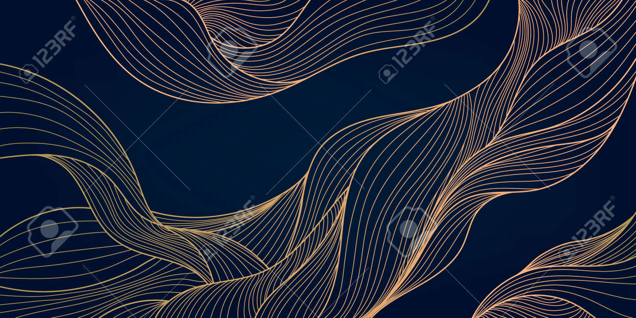 Vector abstract luxury golden wallpaper, wavy line art background. Art Deco Pattern, texture for print, fabric, packaging design. Vintage - 171102546 Vector abstract luxury golden wallpaper, wavy line art background. Art Deco Pattern, texture for print, fabric, packaging design. Vintage - 171102546