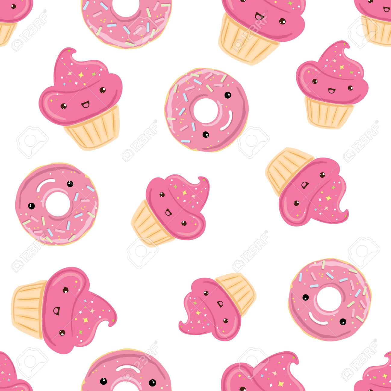 お菓子 ドーナツ 白い背景で隔離のカップケーキとのシームレスなパターン 誕生日カード 子供メニューの包装 織物 生地 壁紙に使用できます のイラスト素材 ベクタ Image お菓子 ドーナツ 白い背景で隔離のカップケーキとのシームレスなパターン 誕生日カード 子供メニューの包装 織物 生地 壁紙に使用できます のイラスト素材 ベクタ Image