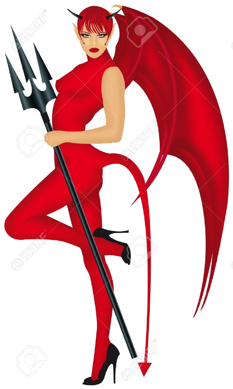Devil Girl On A White Background Stock Photo, Picture and Royalty Free  Image. Image 11716907., image size:779x1300