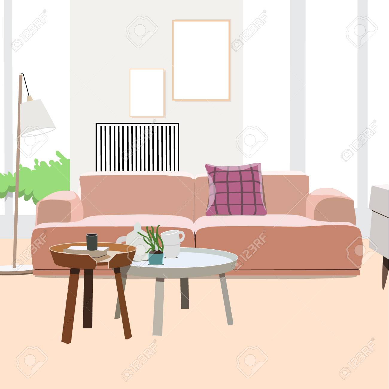 Awesome Living Room Interior Vector Illustration